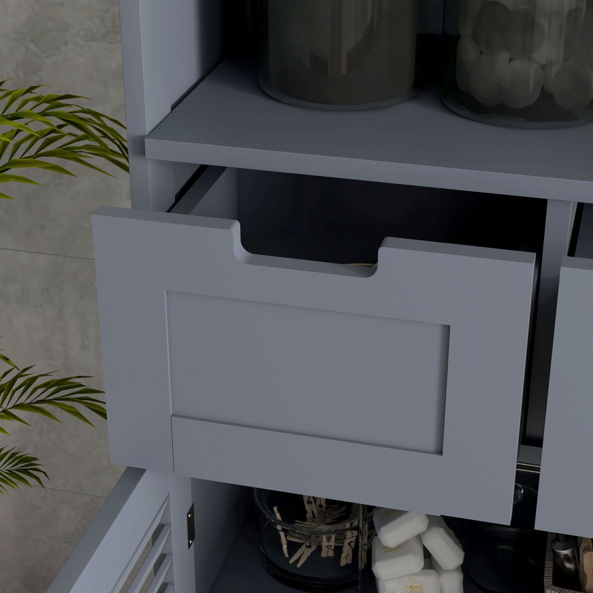 Kleankin Compact Bathroom Storage Cabinet with Stylish Louvred Doors