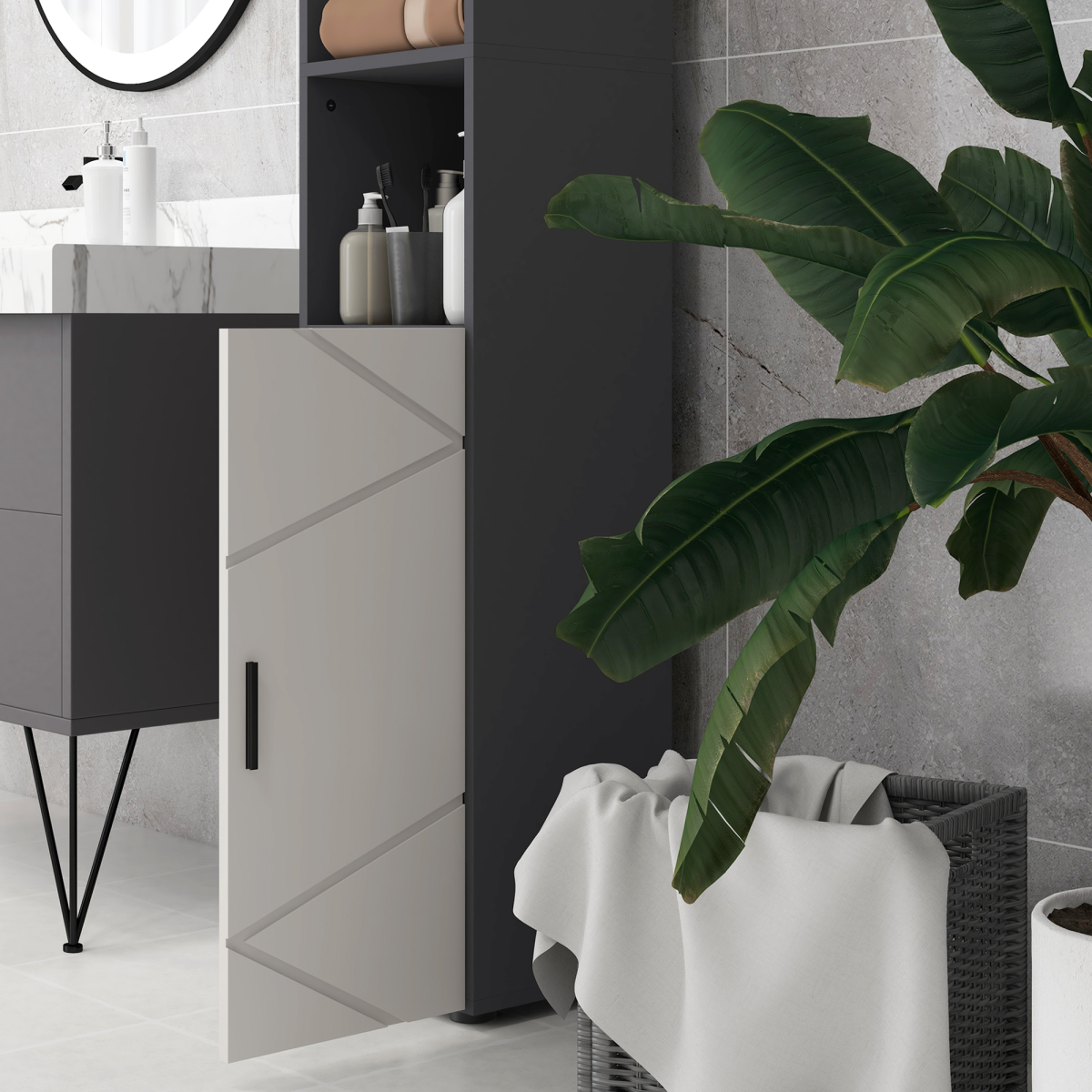 Kleankin Slim Tall Bathroom Storage Cabinet with Soft-Close Doors - Space Saver!