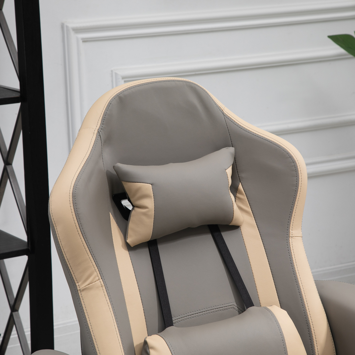 Two-Tone PU Leather Manual Recliner with Adjustable Leg & 135° Recline
