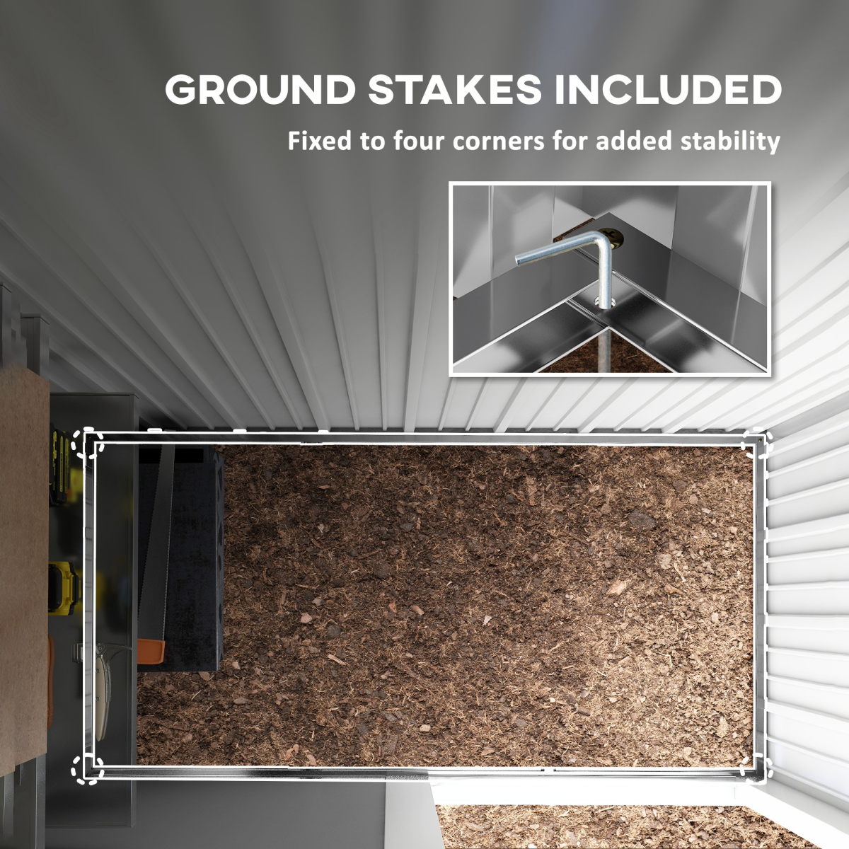 5x3 ft Steel Lean-To Garden Shed - Lockable, Bike-Tool Ready, Green