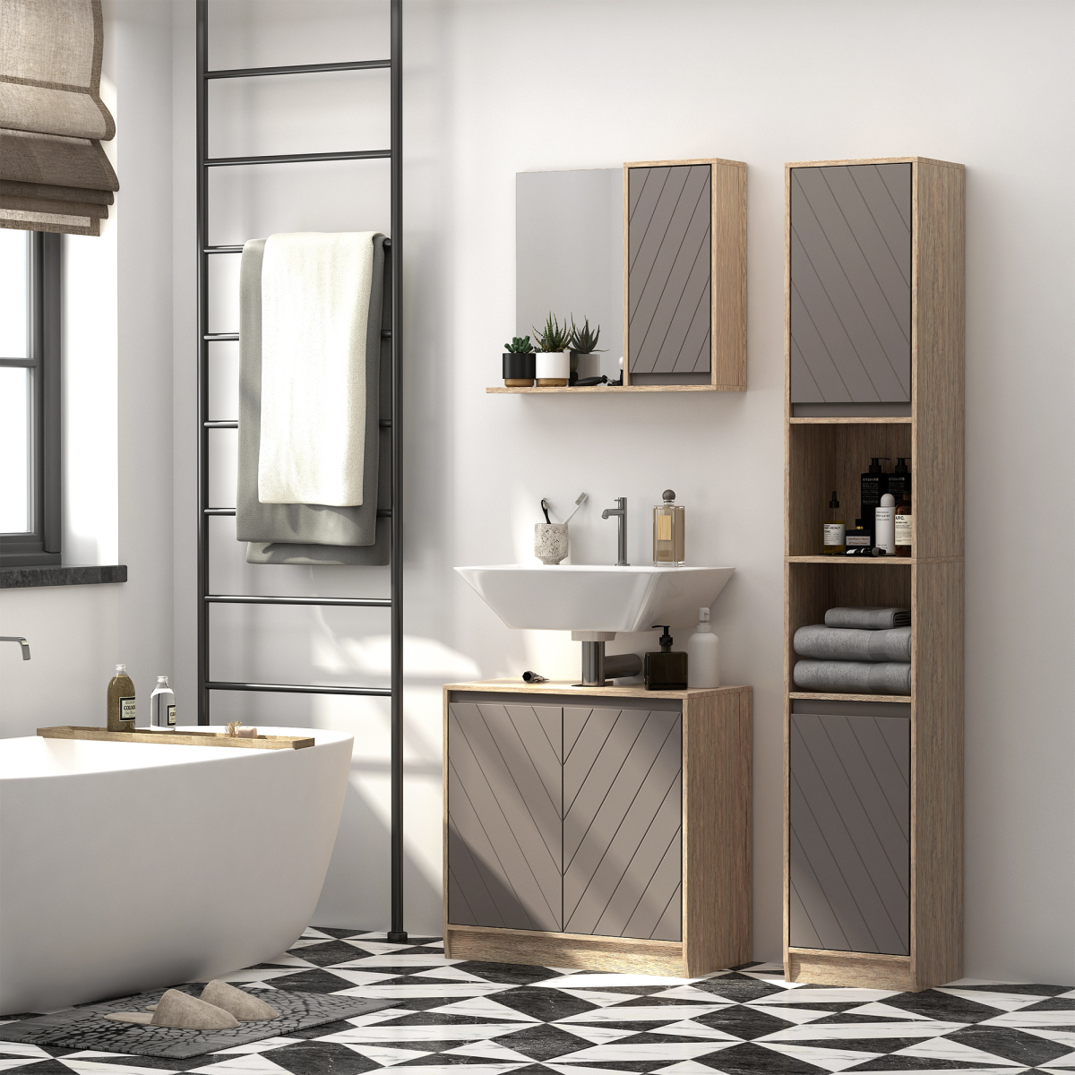 Elegant 170cm Slimline Freestanding Storage Cabinet with Adjustable Shelves