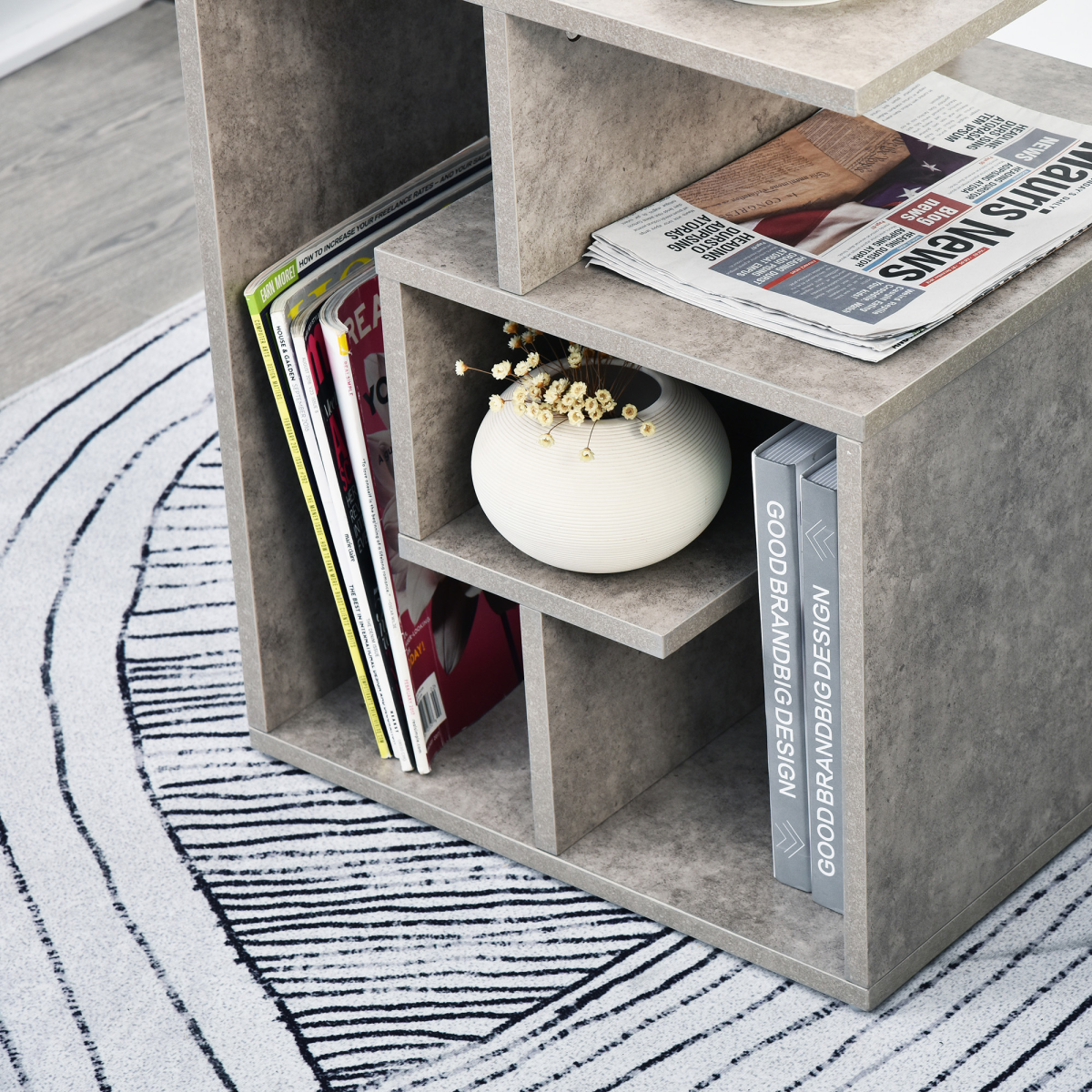 Funky 3-Tier Side Table with Open Shelves for Stylish Storage & Display
