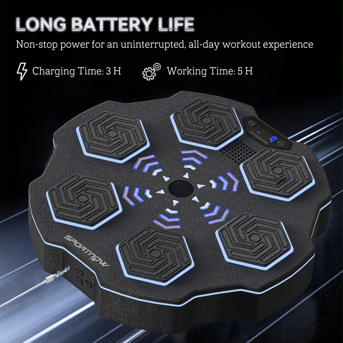 SPORTNOW Smart Boxing Machine: Bluetooth, LED Lights & 9 Speed Levels