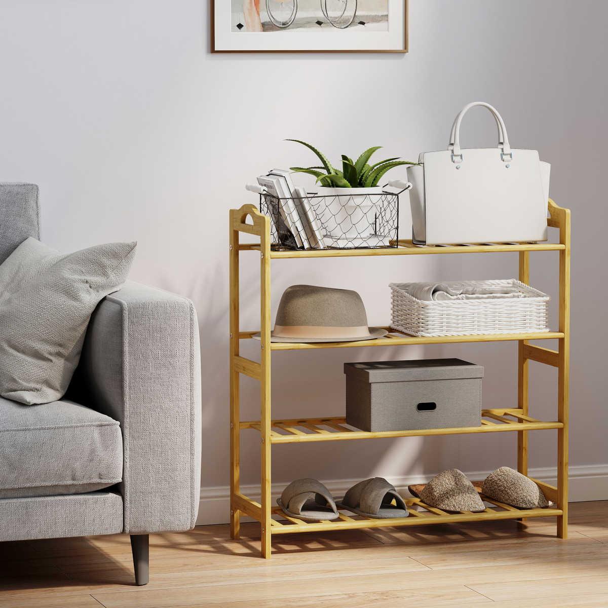 Stylish Bamboo 4-Tier Shoe Rack – Organize with Elegance & Versatility