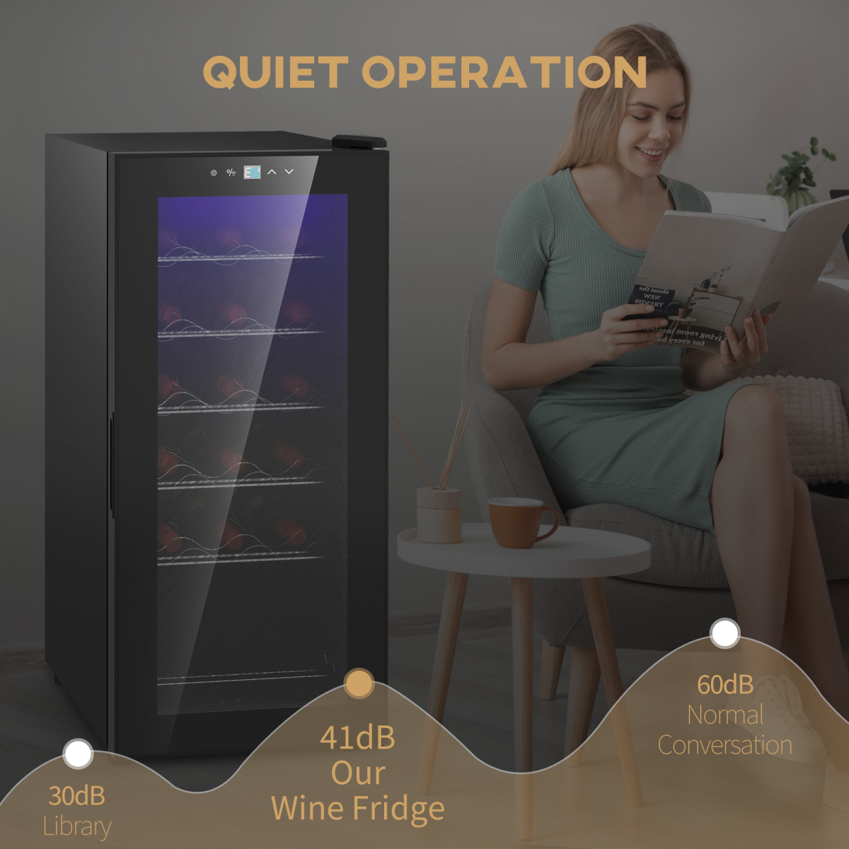 50L Wine Cooler Fridge – 18-Bottle Capacity & LED Glass Door Elegance