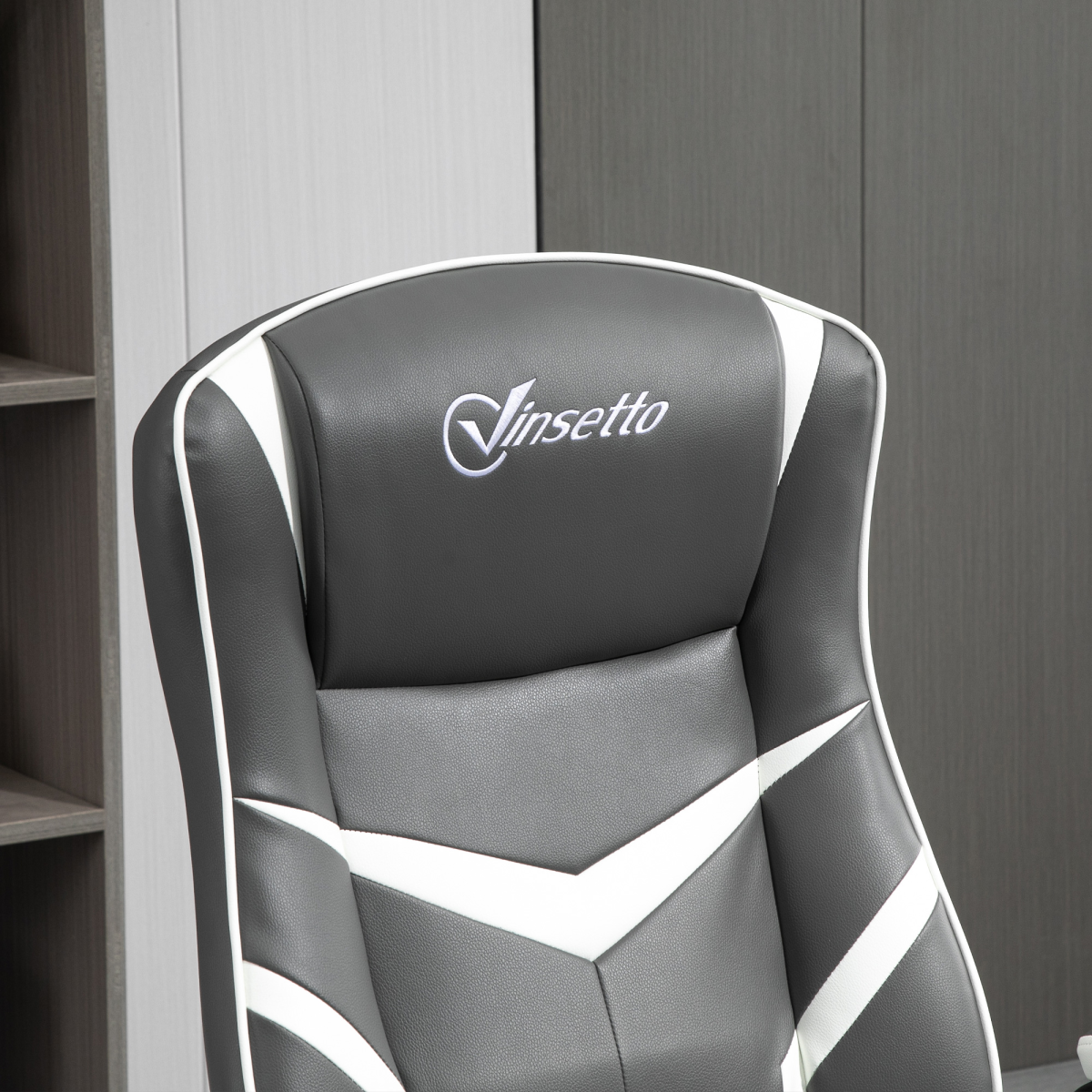 Ergonomic High-Back Gaming Chair with Swivel Base - Grey