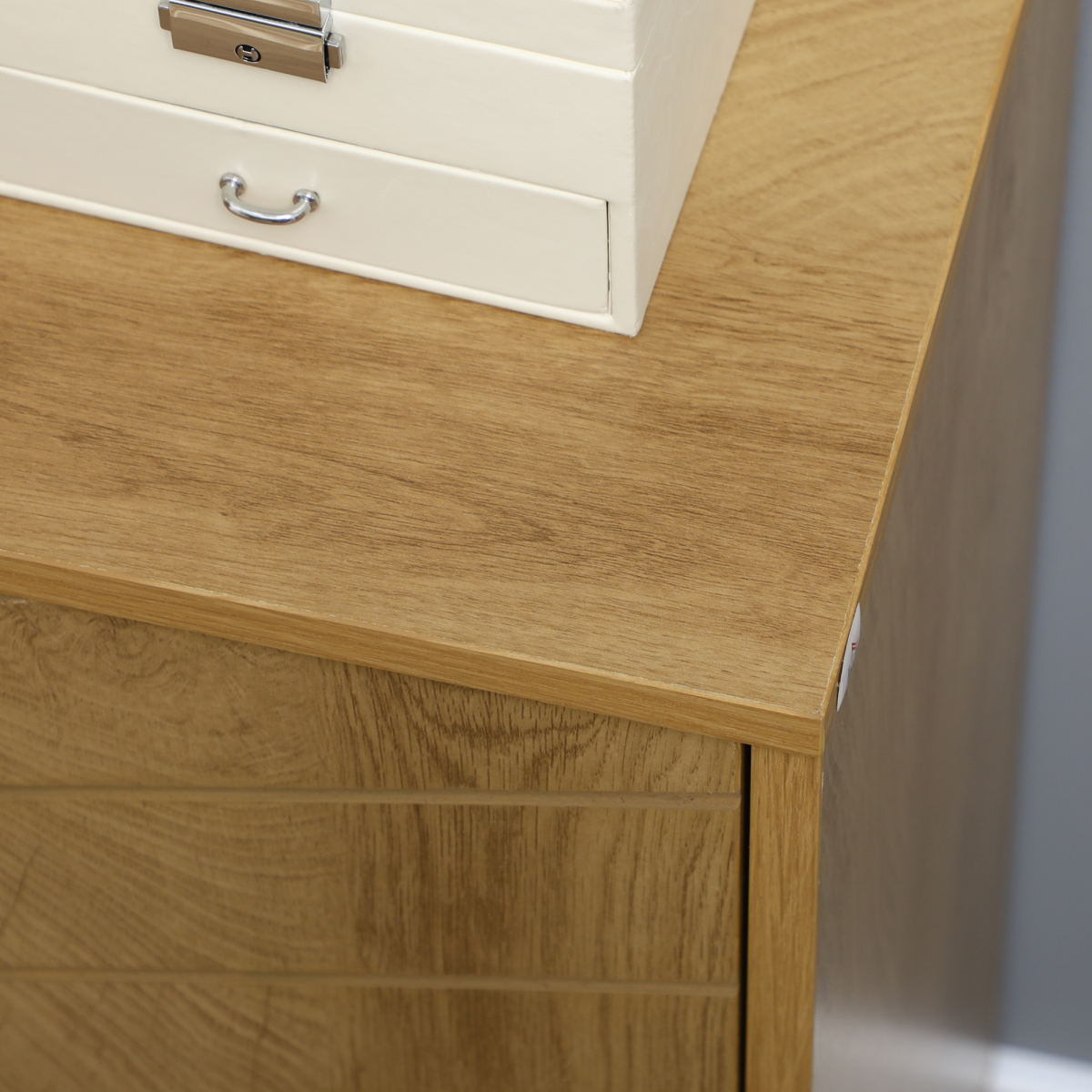Chevron Door Wooden Storage Cabinet - Stylish Living Room Sideboard