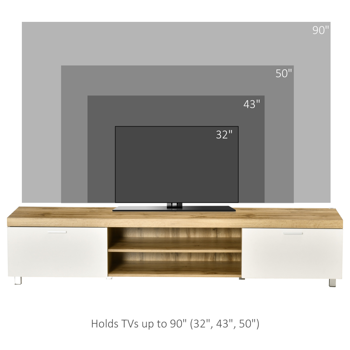 Stylish Light Brown TV Stand with Storage & Open Shelves for Modern Living