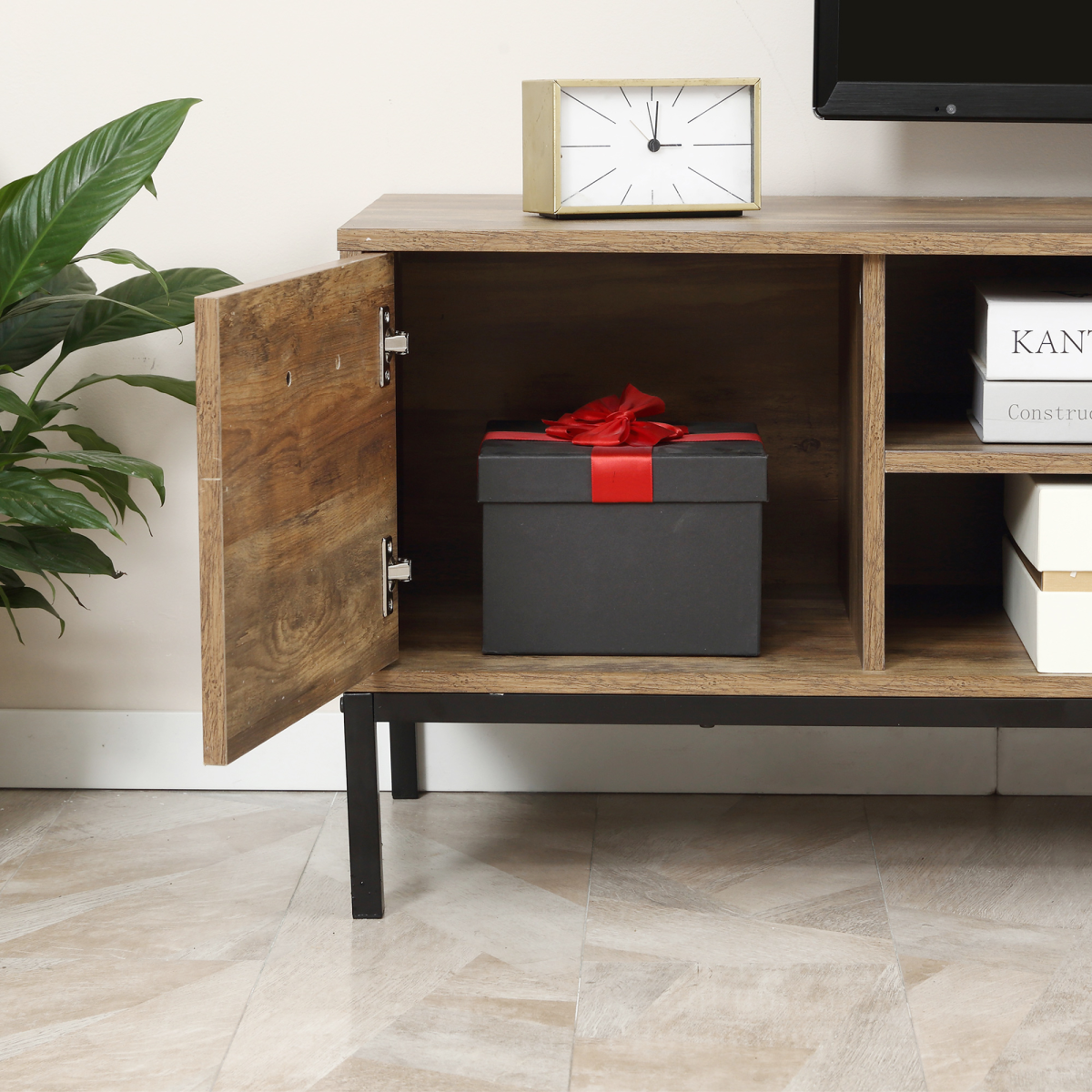Industrial Chic TV Stand for 50” TVs with Ample Storage & Style