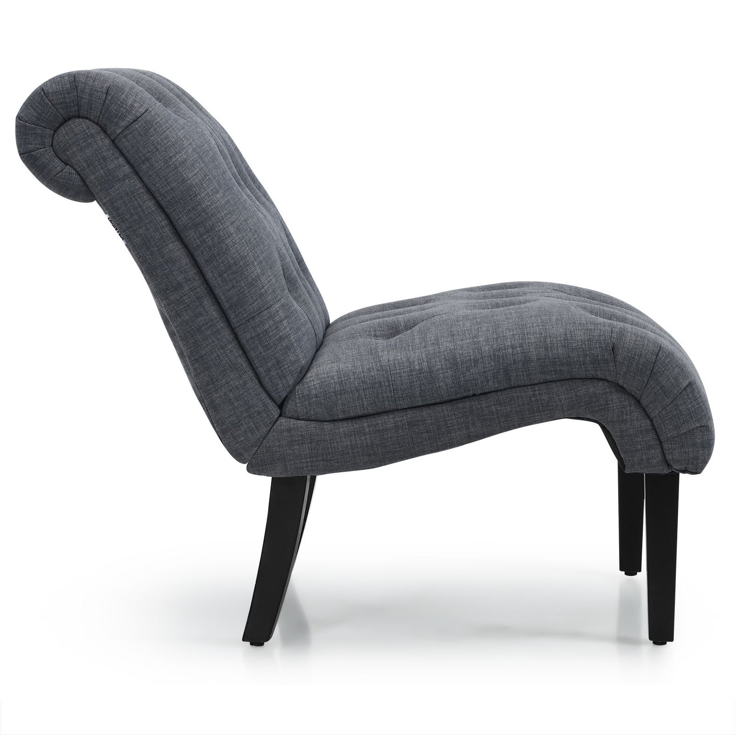 Modern Upholstered Accent Chair with Button Tufted Linen Fabric