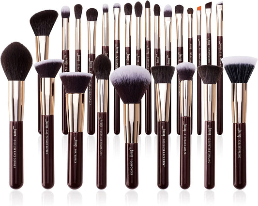 25PCS Professional Makeup Brush Set - Premium Natural Brushes for Foundation, Eyeshadow, Blending, Concealer, Blush & Highlight - T280