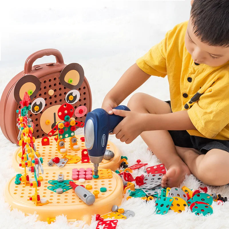 Kids Electric Drill Toolbox - Montessori Pretend Play Tool Set for Boys Ages 4-6 - Perfect Gift for Creative Play!
