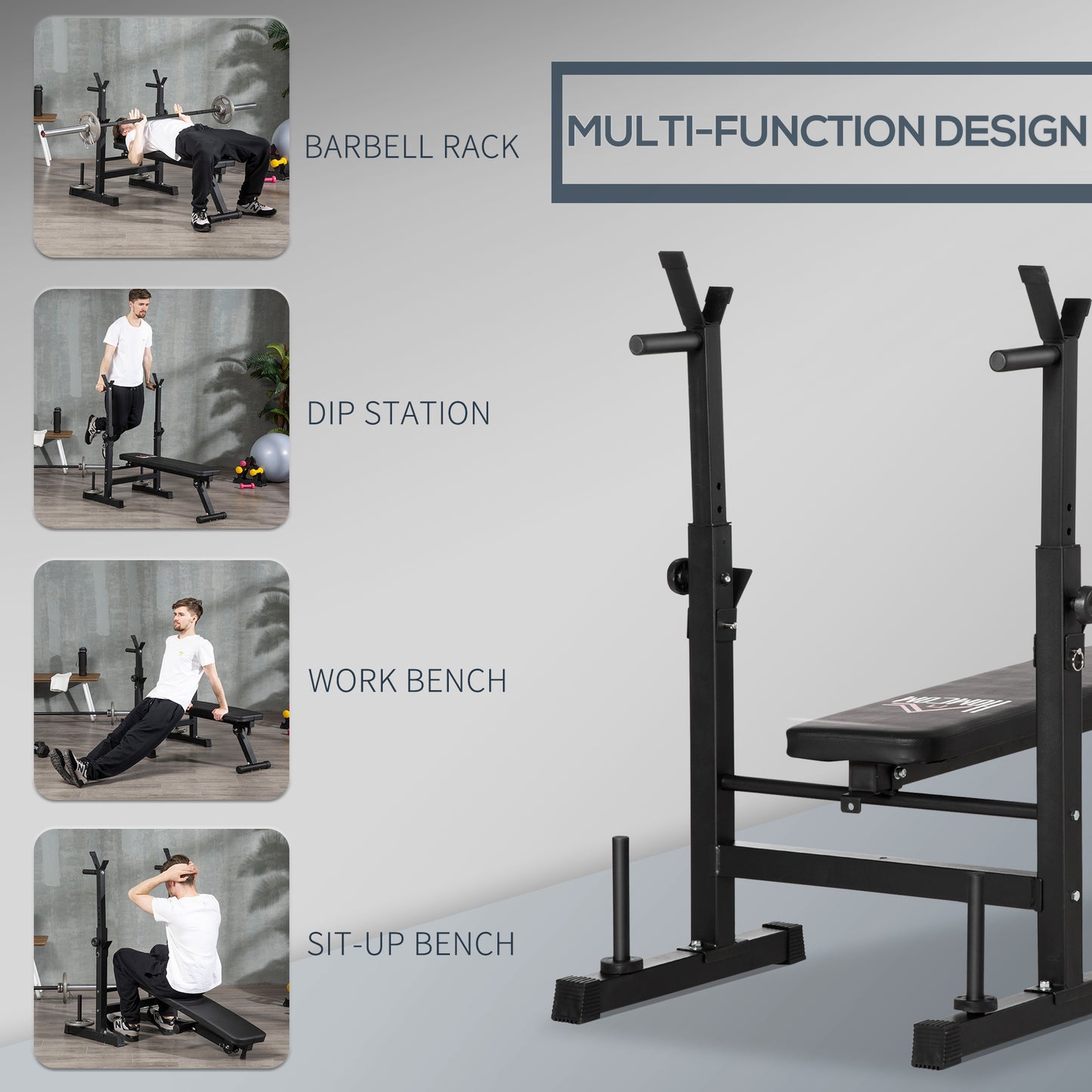 Foldable Adjustable Weight Bench & Barbell Rack for Ultimate Home Workouts