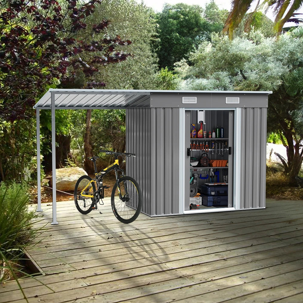 Outdoor Metal Storage Shed with Lean-To