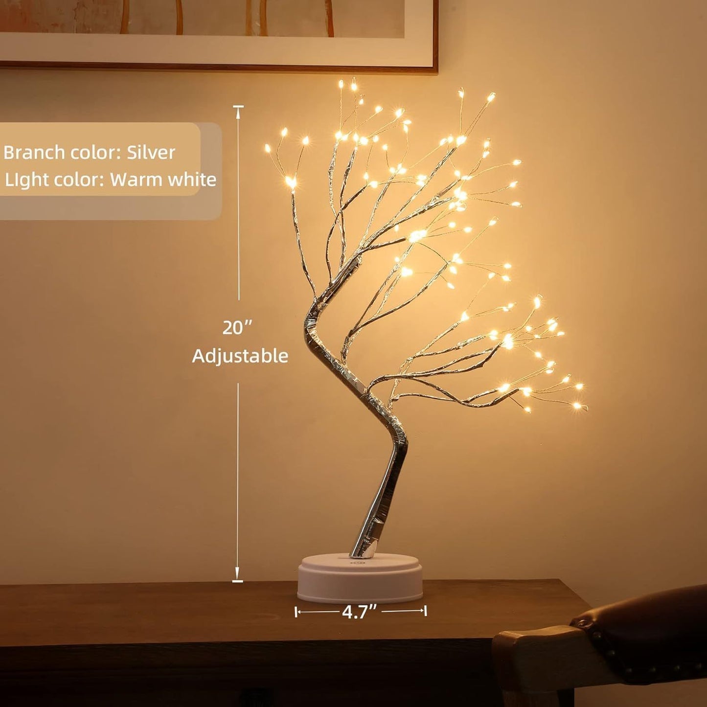50cm Twig Lamp With 108 LEDs - Warm White Cool White Multicolour Birch USB/Battery Operated Tabletop Bonsai Wire Tree