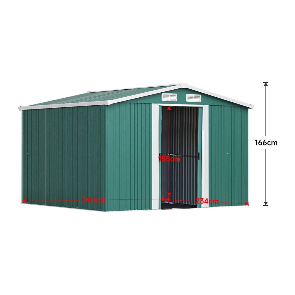 Large Heavy-Duty Metal Garden Tool Storage Shed, Weatherproof Steel Construction, Rust/Uv/Water-Resistant, Foundation Included