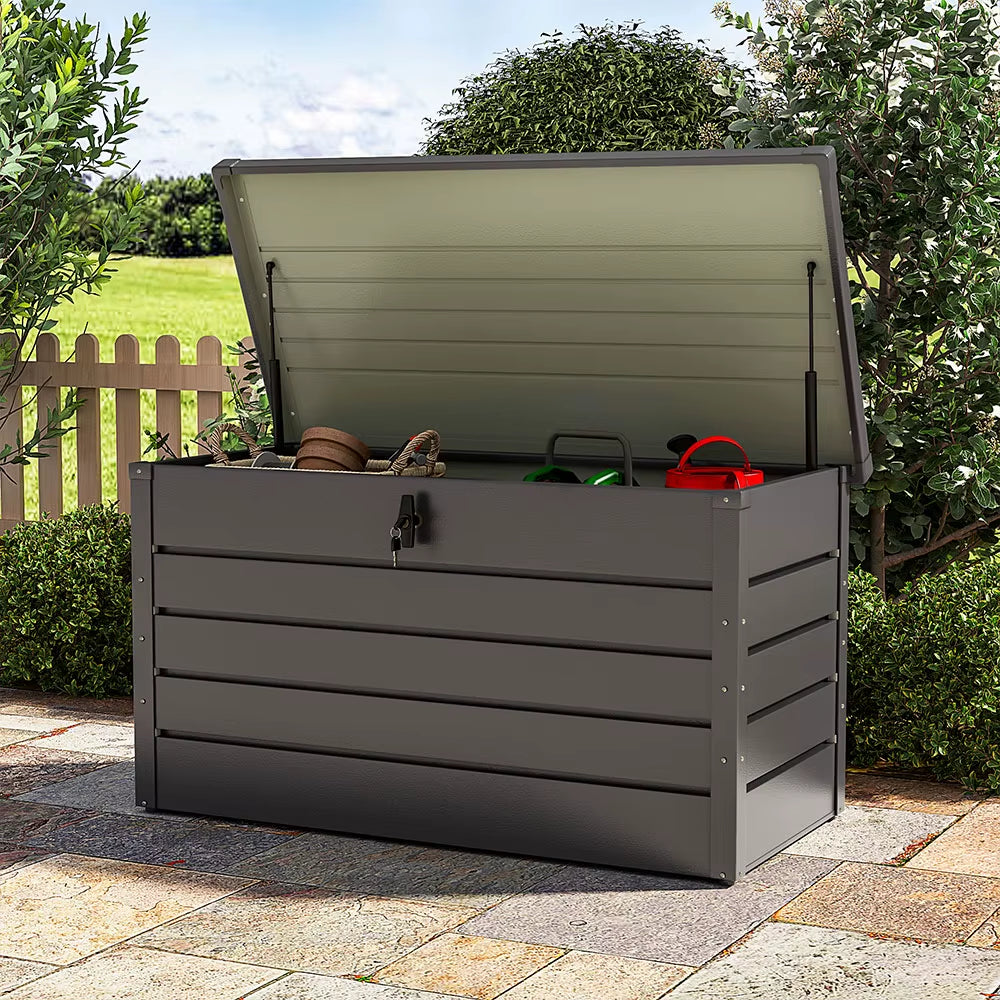 【】Weather Resistant Resin Deck Storage Container Box Outdoor Patio Garden Furniture