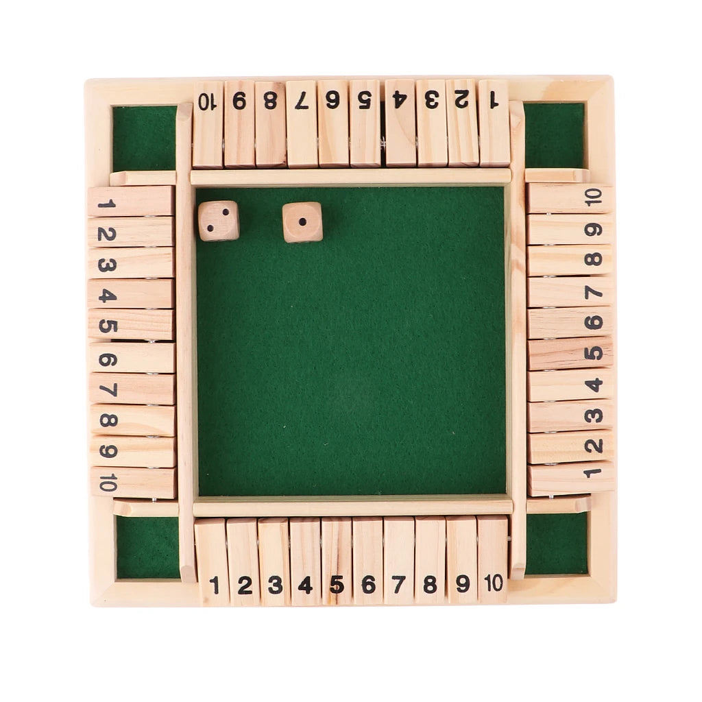 Engaging Arithmetic Dice Board Game - Fun Four-Sided Flip Card Challenge for Up to 4 Players with Wooden Dice and Flaps