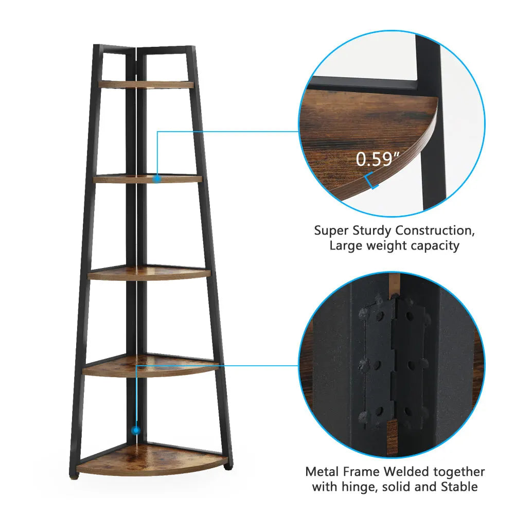 Bookcase Corner Book Shelf Rack Wood Bookshelf Storage Shelves