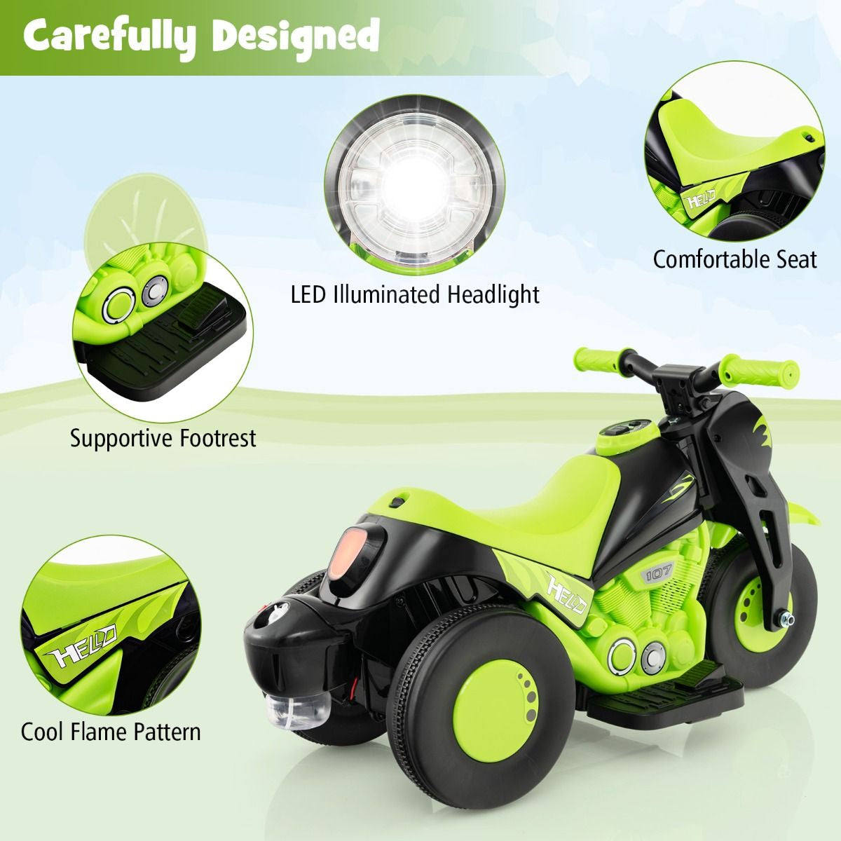 6V Electric Kid Ride on Motorcycle with Bubble Maker
