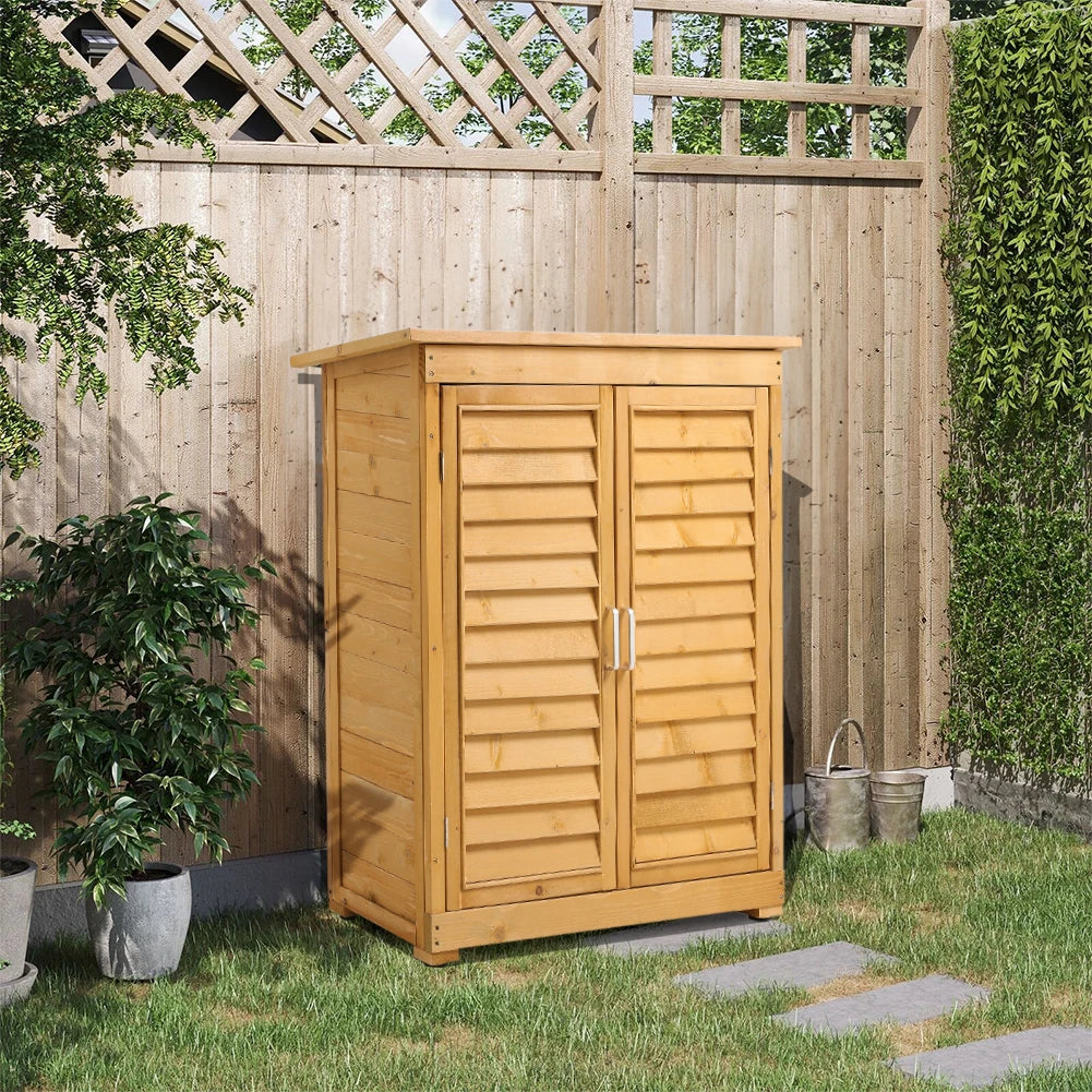 【】Outdoor Storage Cabinet Organize Tools Shoe Cabinet Patio Balcony Garden Solid Wood Rainproof and Anticorrosive