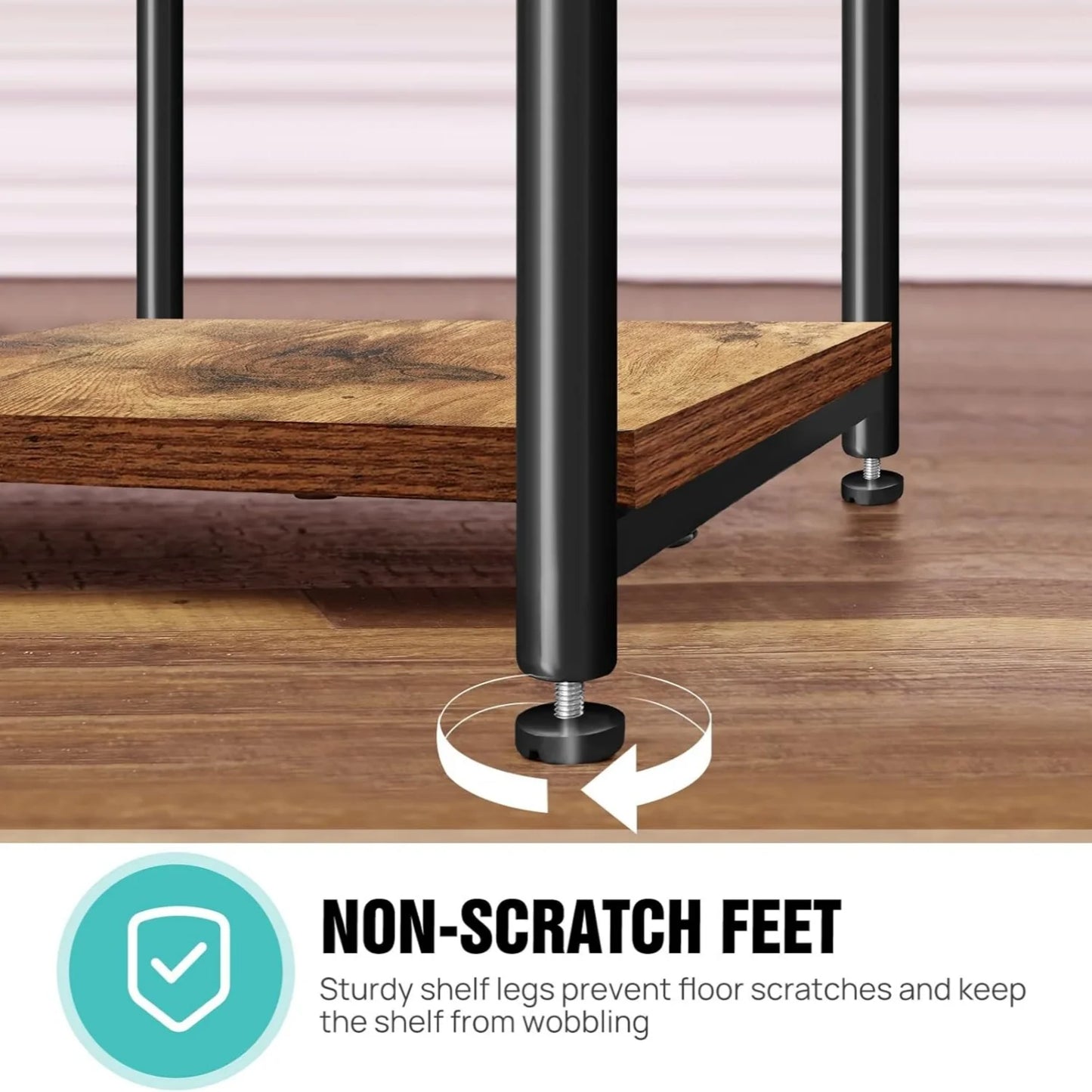 BRIEFNESS Side Table with Shelf 3 Tier Slim End Table Narrow Side Table Coffee Table Nightstand Living Room Table Brown