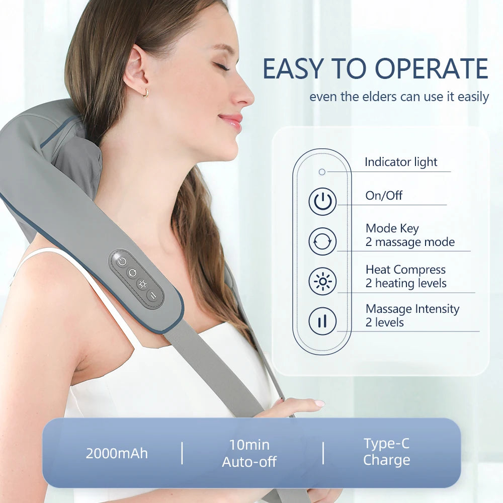 Wireless Neck and Back Massager for Cervical and Trapezius Relaxation