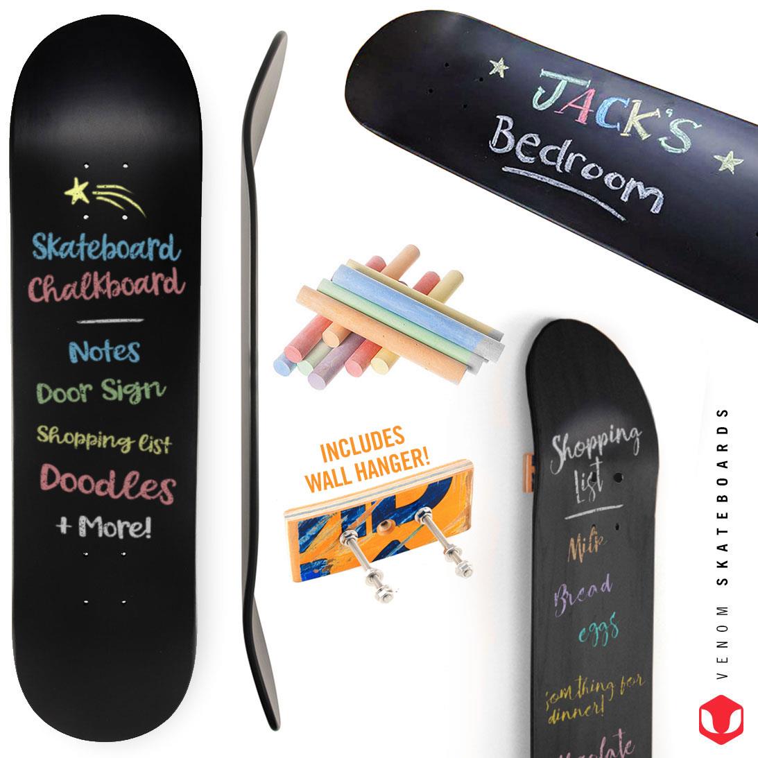 Venom Skateboards Kids Matt Black Chalkboard / Message Board