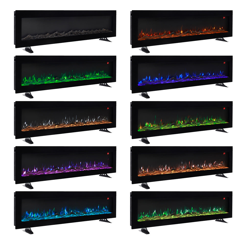 Wall Mount Electric Fireplace with Adjustable LED Lights Remote Control