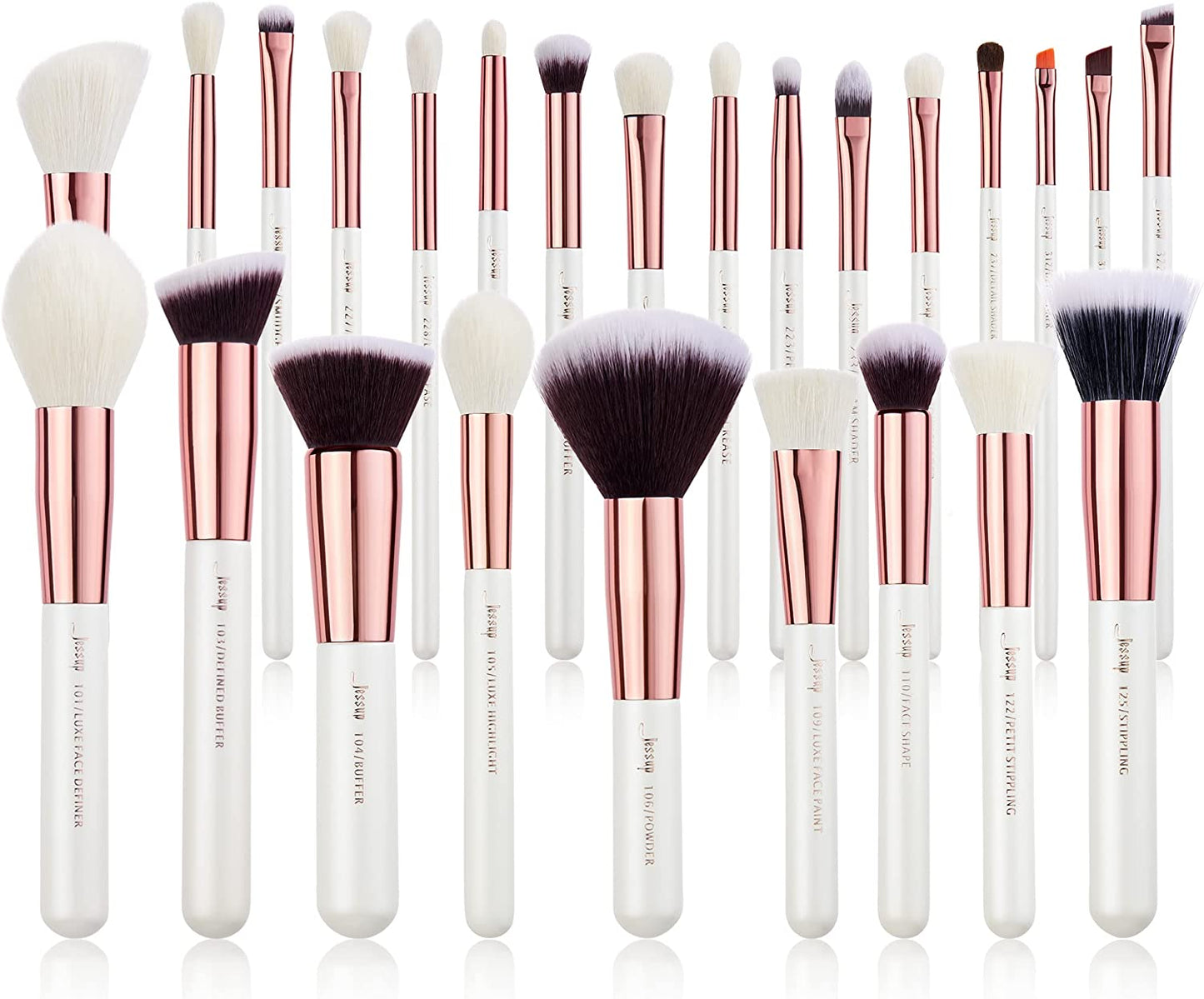 25-Piece Professional Makeup Brush Set - Pearl White & Rose Gold - Perfect for Foundation, Blush, Eyeshadow & Highlighter - Natural & Synthetic Hair Brushes