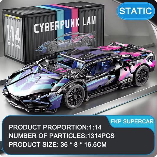 1314PCS Black Purple Lamborghini Sian Sport Car Building Blocks - Ultimate Racing Vehicle Set for Kids - Perfect Birthday Gift for Boys