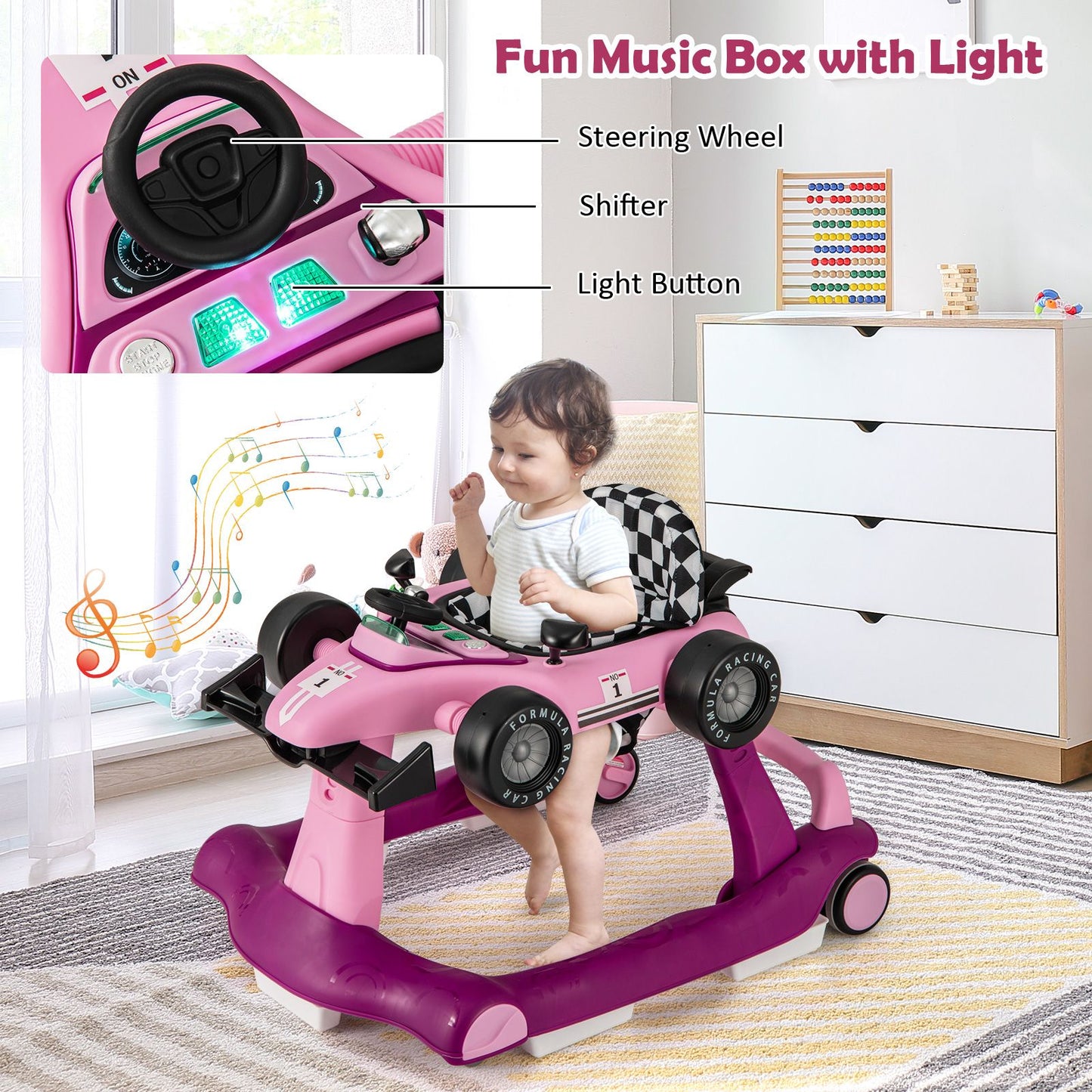 Versatile 4-In-1 Baby Push Walker - Adjustable Height & Speed for Growing Toddlers