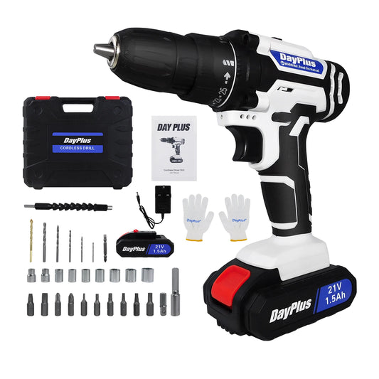 Cordless Drill Driver 21V Cordless Drill Power Tool Electric Screwdriver,Cordless Combi Drill Kit for Home DIY,29 Accessories