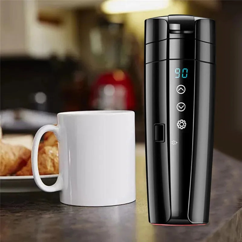 Ultimate Portable Electric Stainless Steel Car Mug with LCD Temperature Display for Perfect Coffee and Tea on the Go