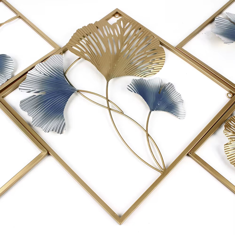 3 Pack Ginkgo Wall Decoration 3D Metal Wall Decor Leaf Wall Background for Living Room Home Office