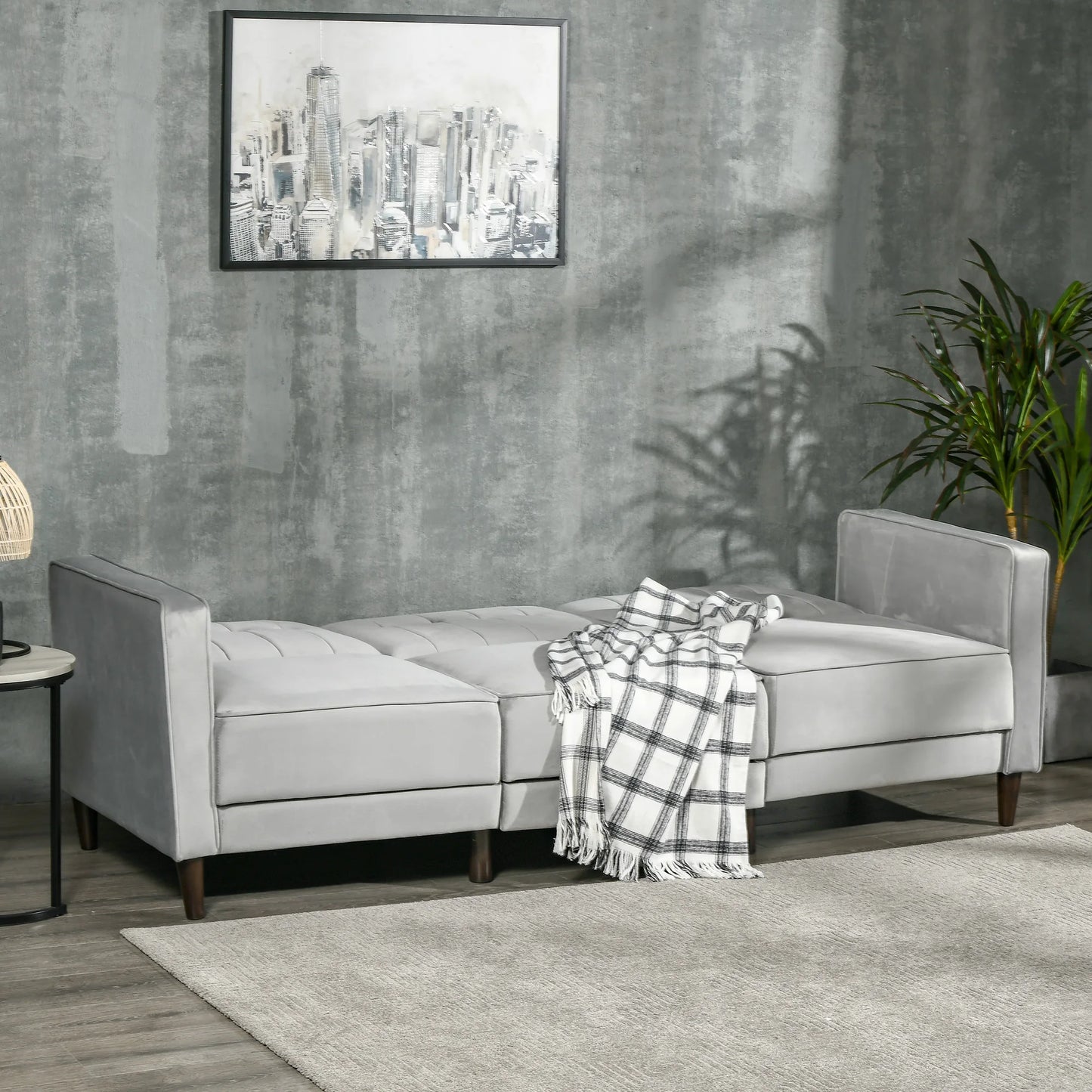 Upholstered Sofa Bed Reversible Sectional Sofa Set Velvet-Touch Sleeper