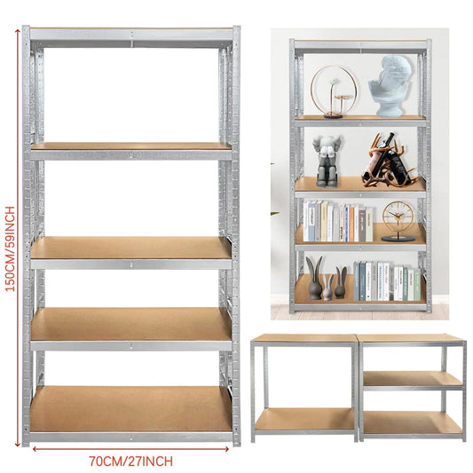 Heavy-Duty 5-Tier Galvanized Adjustable Shelf Racking Unit with 875KG Capacity 