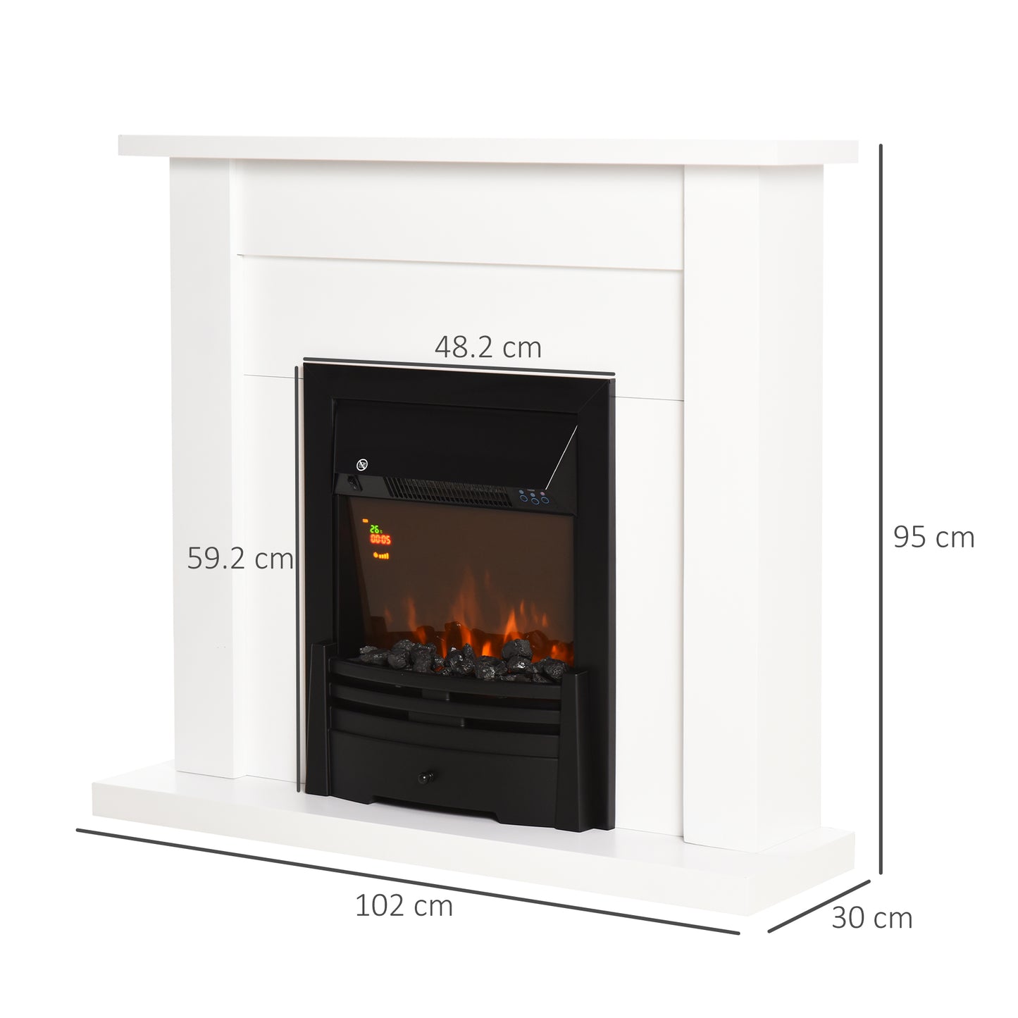 Elegance Meets Comfort: 2000W 5-Level White Electric Fireplace Heater w/ Remote