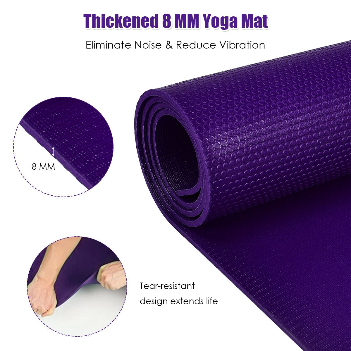 182 cm Thick Yoga Mat with Dual-Sided Non-Slip Surface