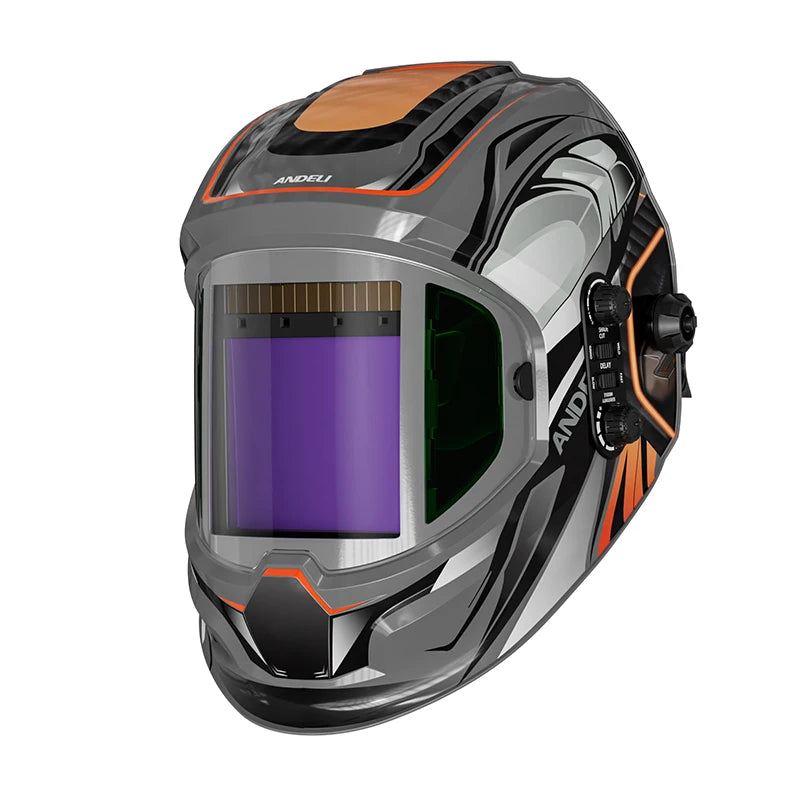 Auto Darkening Welding Helmet with Side View Panoramic 180° Large Viewing True Color Solar Powered Welding Mask