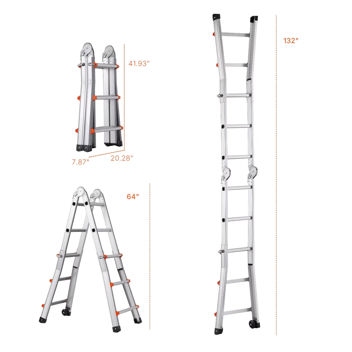 telescoping Ladder a Frame Compact Aluminum Extension Ladder Multi-Function Portable Collapsible RV Ladder for Homework