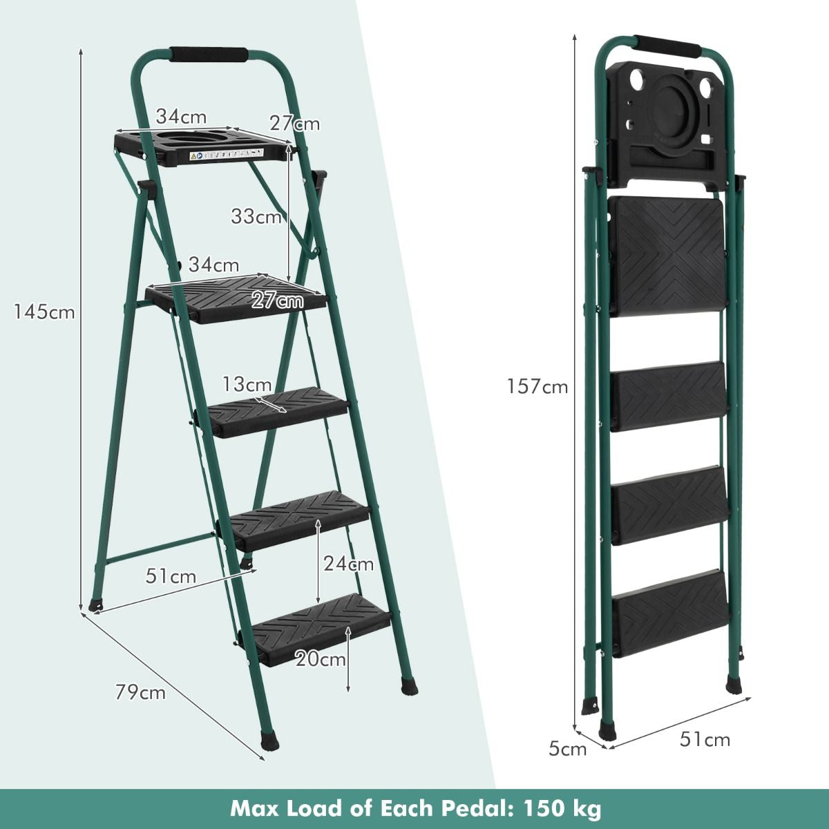 Folding Step Ladder 4-Step Ladder