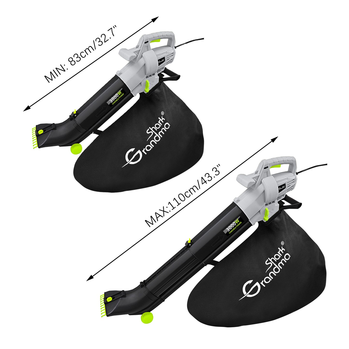 3000W 3 In 1 Leaf Blower, Garden Leaves Vacuum Cleaner