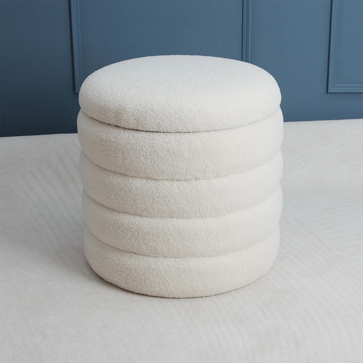 Chic Teddy Upholstered Ottoman Storage Bench - Stylish Boucle Footstool for Bedroom, Living Room & Entryway