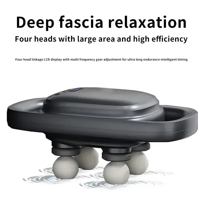Ultimate 4-Head Wireless Handheld Fascia Massager for Instant Muscle Relief and Dynamic Therapy