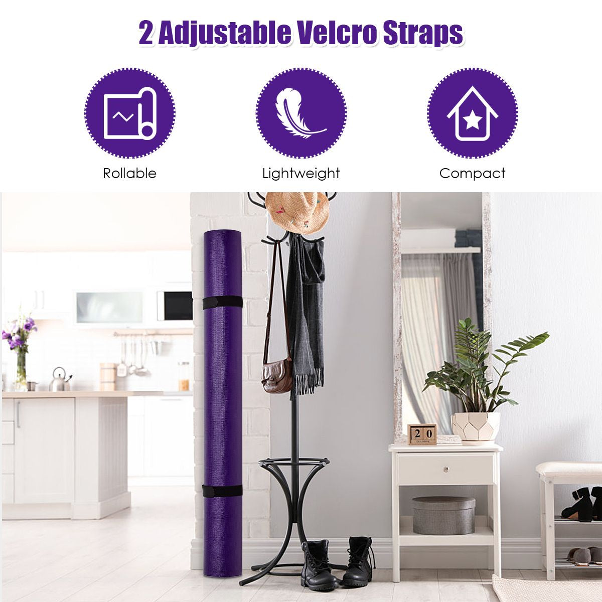 182 cm Thick Yoga Mat with Dual-Sided Non-Slip Surface