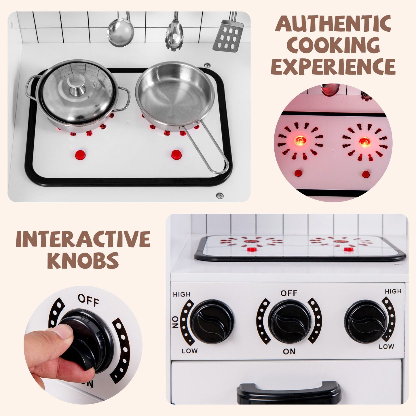 Play Kitchen Toy Set with Oven Real Sounds and Lights