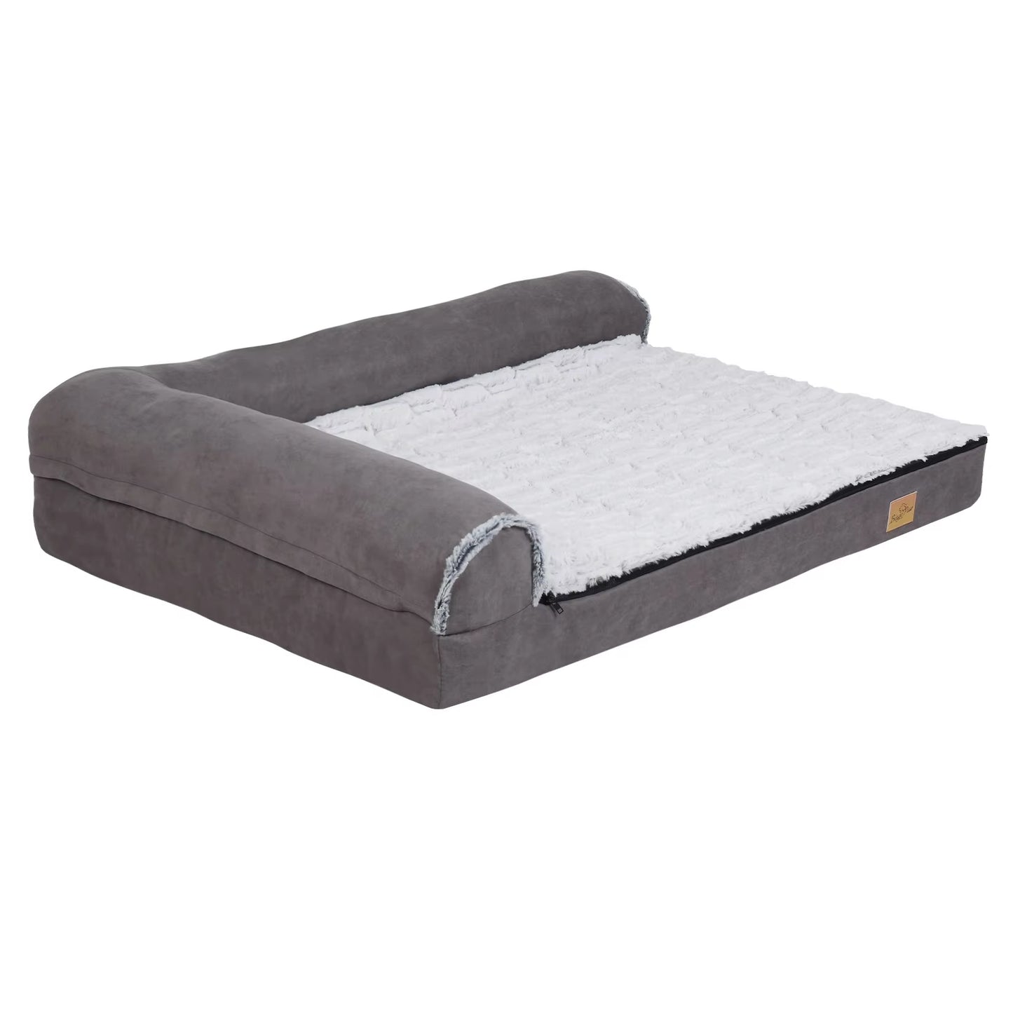Bolster Dog Bed for Extra Large Dogs, Memory Foam Orthopedic L-Shape Dog Beds with Removable Washable Cover Cozy Plush Dog Sofa
