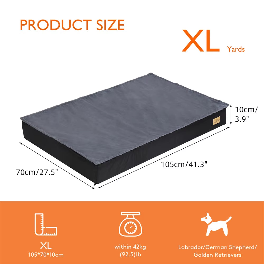 Large Orthopaedic Dog Bed Waterproof Cushion Pet Mattress 2 in 1 Pet Dog Crate Bed with Removable Washable Cover Indoor Outdoor