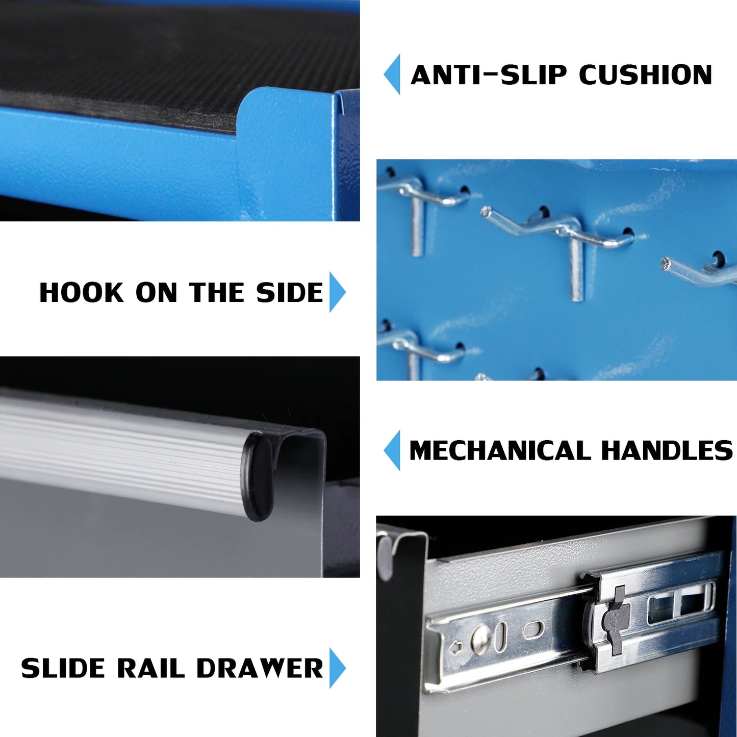 Large Tool Cabinet with 7 Boxes for Storing Tools | 4 Wheels |10 Hooks | 8 Drawers | Lockable Tool Chest | Tool Cabinets